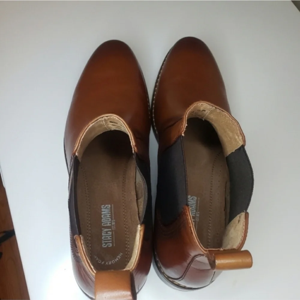 Stacy Adams Men's Cognac Leather Chelsea Boots - Size 11.5 M
